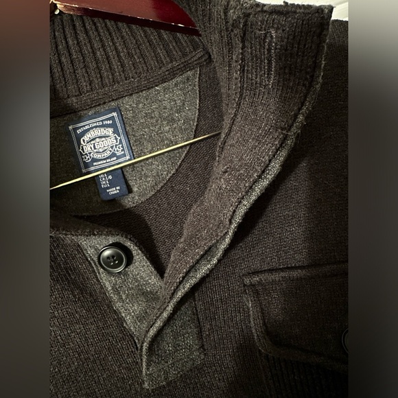 CAMBRIDGE DRY GOODS Men’s Charcoal Gray 100% Cotton & Wool Buttons Turtleneck L - Picture 6 of 12